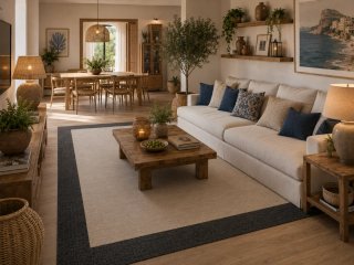 Alfombra 200 x 300 vinilica exterior  beige y gris