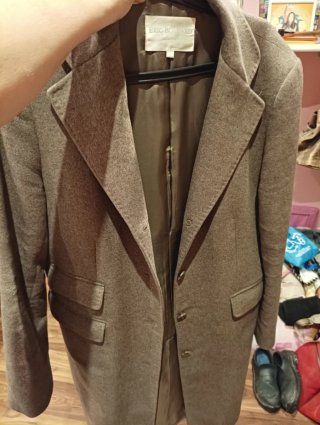 Abrigo 100% Cachemira Beige/Marrón.
