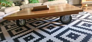 2 Mesa de centro madera con ruedas