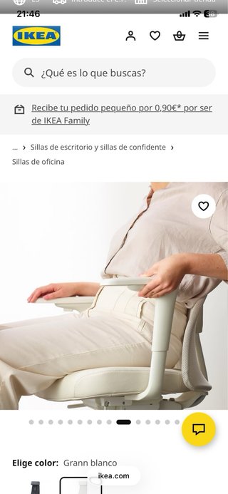 Silla de oficina Ikea blanca con ruedas nueva