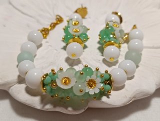 Set orecchini e bracciale agata bianca