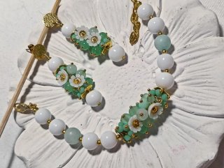 Set orecchini e bracciale agata bianca