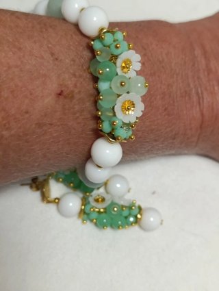 Set orecchini e bracciale agata bianca