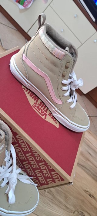 Scarpe Vans alte beige e rosa
