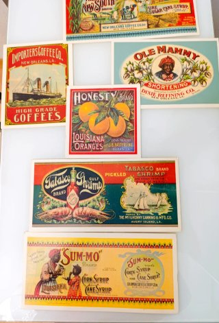 Lote 7 etiquetas vintage Nueva Orleans