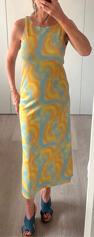 ZARA Vestido midi estampado escote