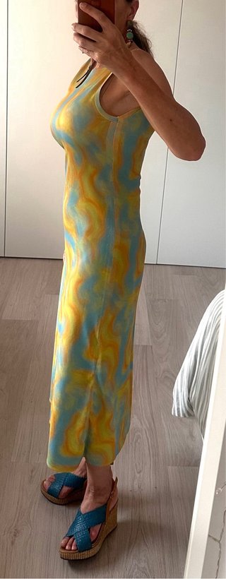 ZARA Vestido midi estampado escote
