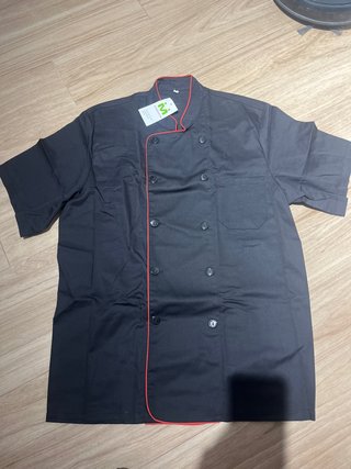 Camisa de chef negra manga corta