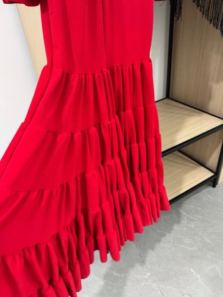 Vestido Gitana Rojo y Mantón Flores