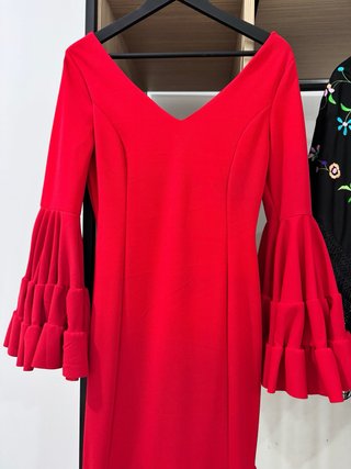 Vestido Gitana Rojo y Mantón Flores