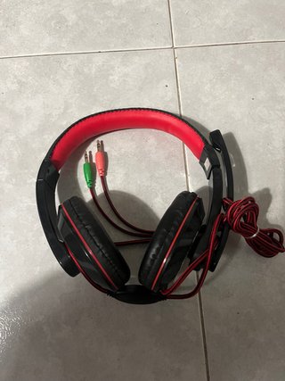 Cascos Gaming Diadema Rojo y Negro