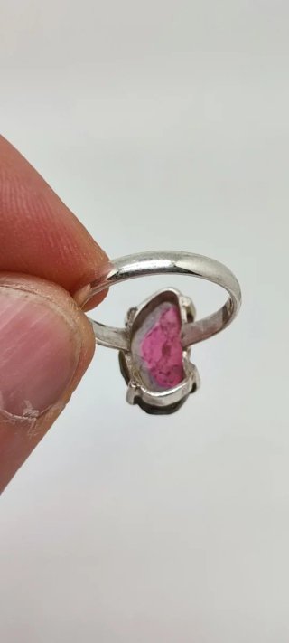 Anillo de Plata y Turmalina Sandía.
