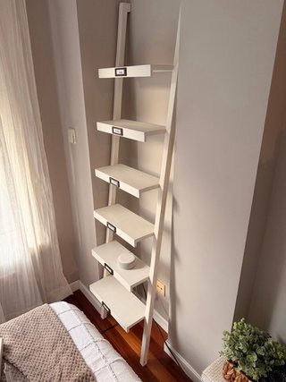 Estantería Escalera Blanca Madera Natural