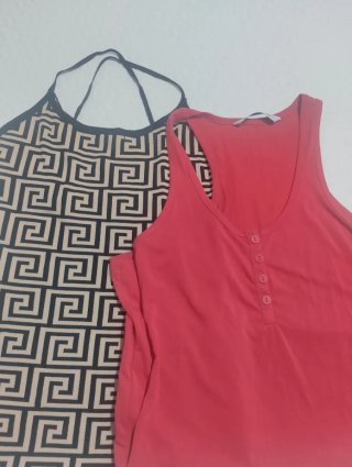Lote 2 vestidos estampado y liso