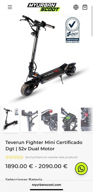 Teverun Fighter Mini DGT Patinete Eléctrico