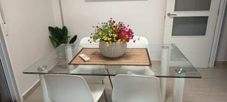 Mesa Comedor/Cocina Cristal y Metal