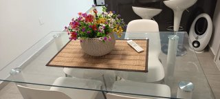 Mesa Comedor/Cocina Cristal y Metal