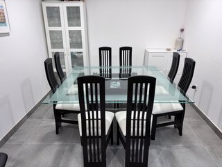 Mesa Comedor Cristal Negra 8 Sillas