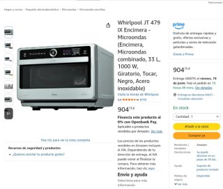 Microondas Whirlpool JT 479 IX
