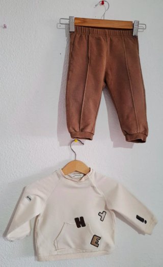 Conjunto bebé marrón y crema