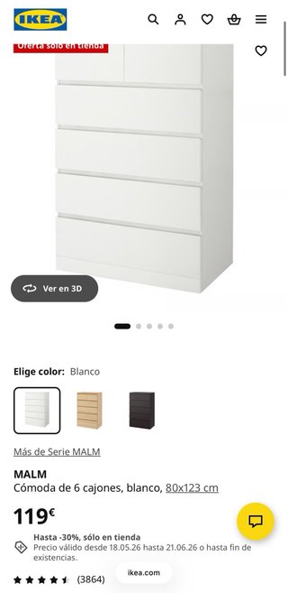 Cómoda Ikea Malm Blanca