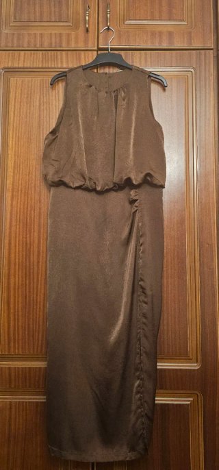 Vestido marrón satinado talla XL