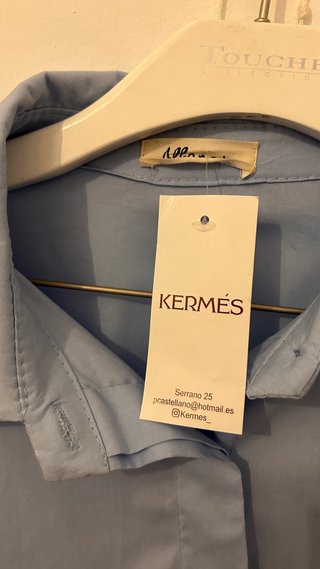 Camisa azul algodón mangas volantes
