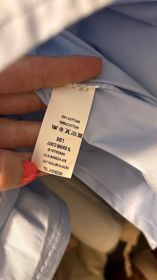 Camisa azul algodón mangas volantes