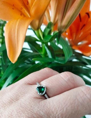 Anillo Pandora Corazón Verde y Plata talla 56