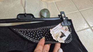 Leggings neri con strass tg l xl