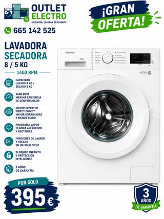 Lavadora Secadora Hisense 8/5 Kg
