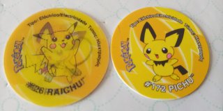 Lote 2 Tazos Pokémon Pichu y Raichu/Nintendo Magic