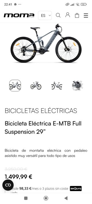 Bicicleta Eléctrica moma 29