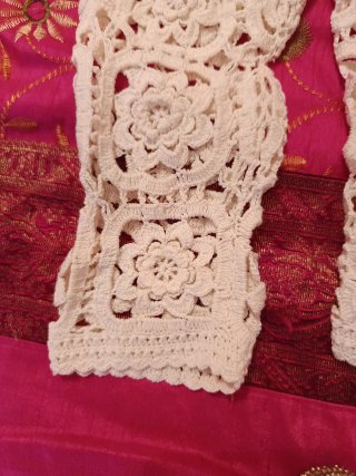 Chaqueta bolero crochet crema