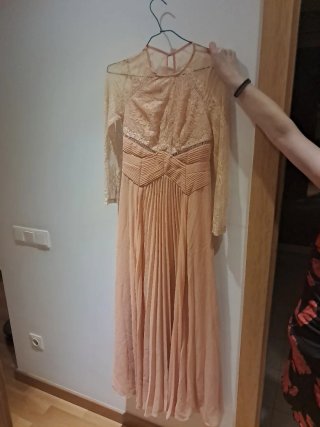 Vestido fiesta largo albaricoque encaje