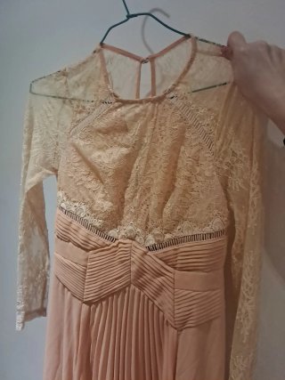 Vestido fiesta largo albaricoque encaje