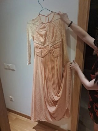 Vestido fiesta largo albaricoque encaje