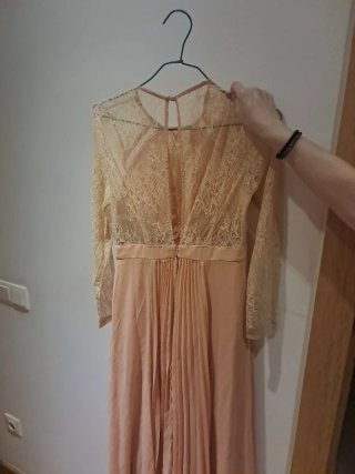 Vestido fiesta largo albaricoque encaje