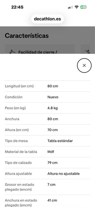 Mesa plegable camping aluminio