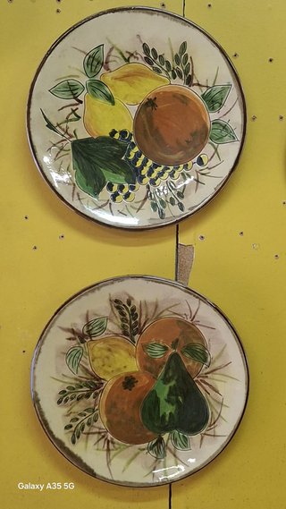 2 Platos Cerámica Frutas