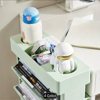 Organizador de plástico verde con ruedas