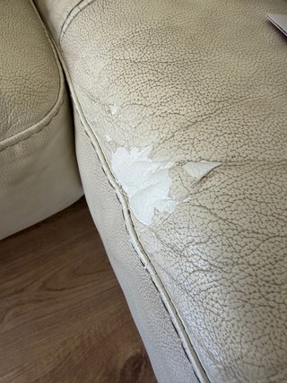 Sofá chaise longue piel sintética crema