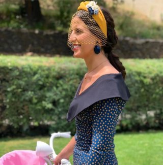 Diadema tocado evento flores velo