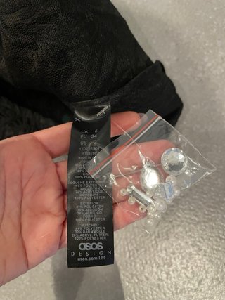Vestido ASOS XS Negro con Pedrería