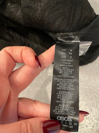 Vestido ASOS XS Negro con Pedrería