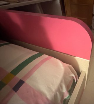 Cama nido con cajón, rosa y blanca