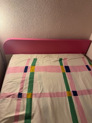 Cama nido con cajón, rosa y blanca