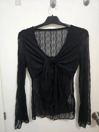 Blusa Shein negra M encaje transparente