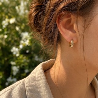 Pendientes Aro Dorados con Cristales Brillantes