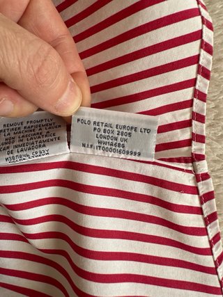 Camisa Polo Ralph Lauren Rayas Rojas Talla L